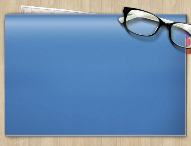 木纹桌面摆放眼镜蓝色记事本清新怀旧风通用商务PPT模板